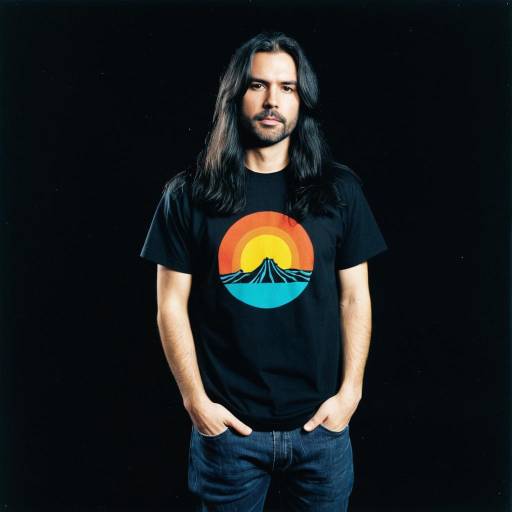 Man with Long Hair Wearing Graphic T-Shirt