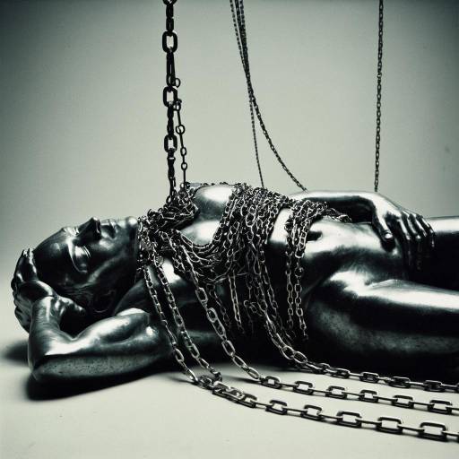 Surreal Ceramic Human Torso with Metallic Chains