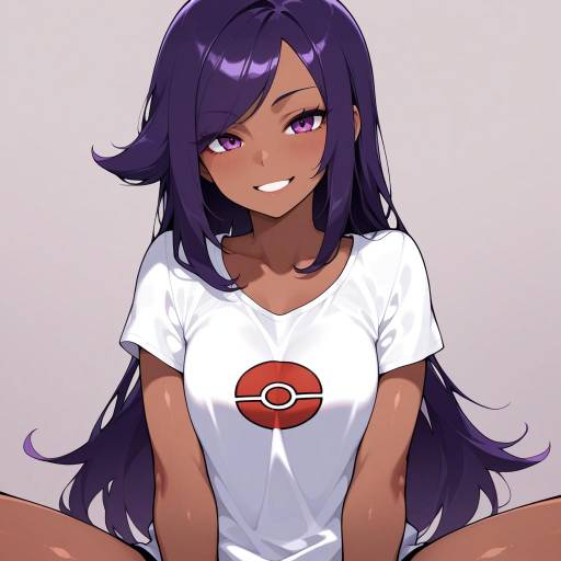 Charming Dark-Skinned Pokemon Girl Portrait