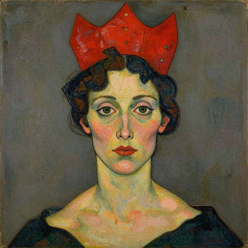 Stylized Woman with Red Crown