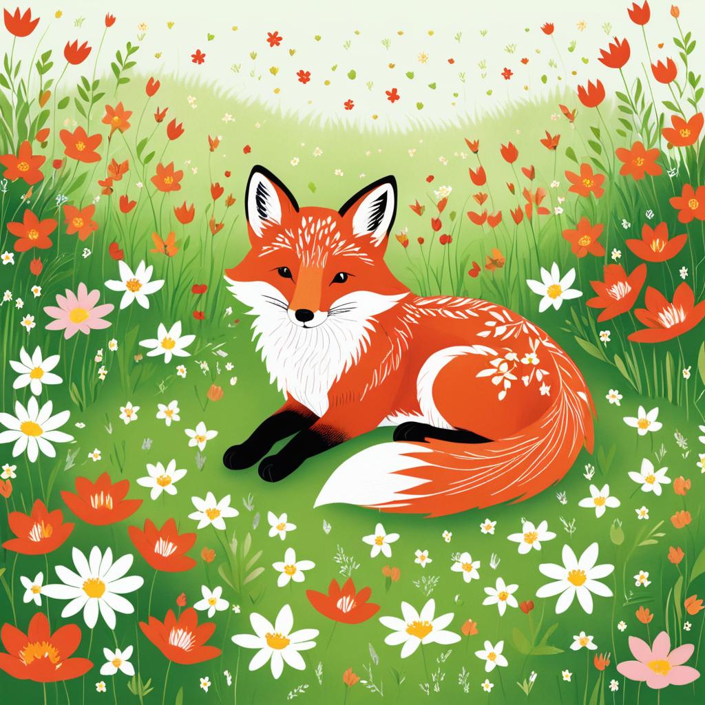 Adorable Fox in a Flowering Glade