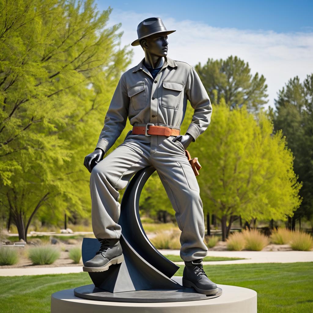 Dynamic Sculpture Artist in Outdoor Park