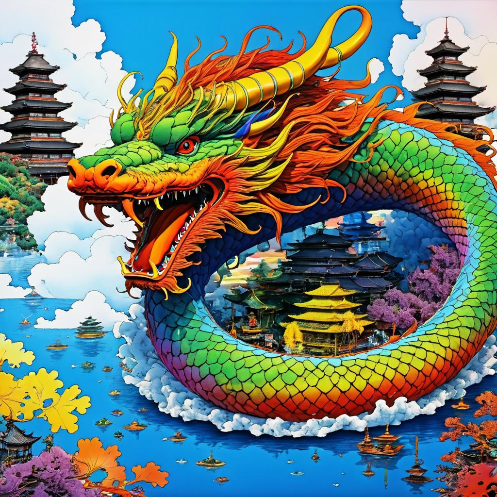 Colorful Dragon in Vibrant Water Wallpaper