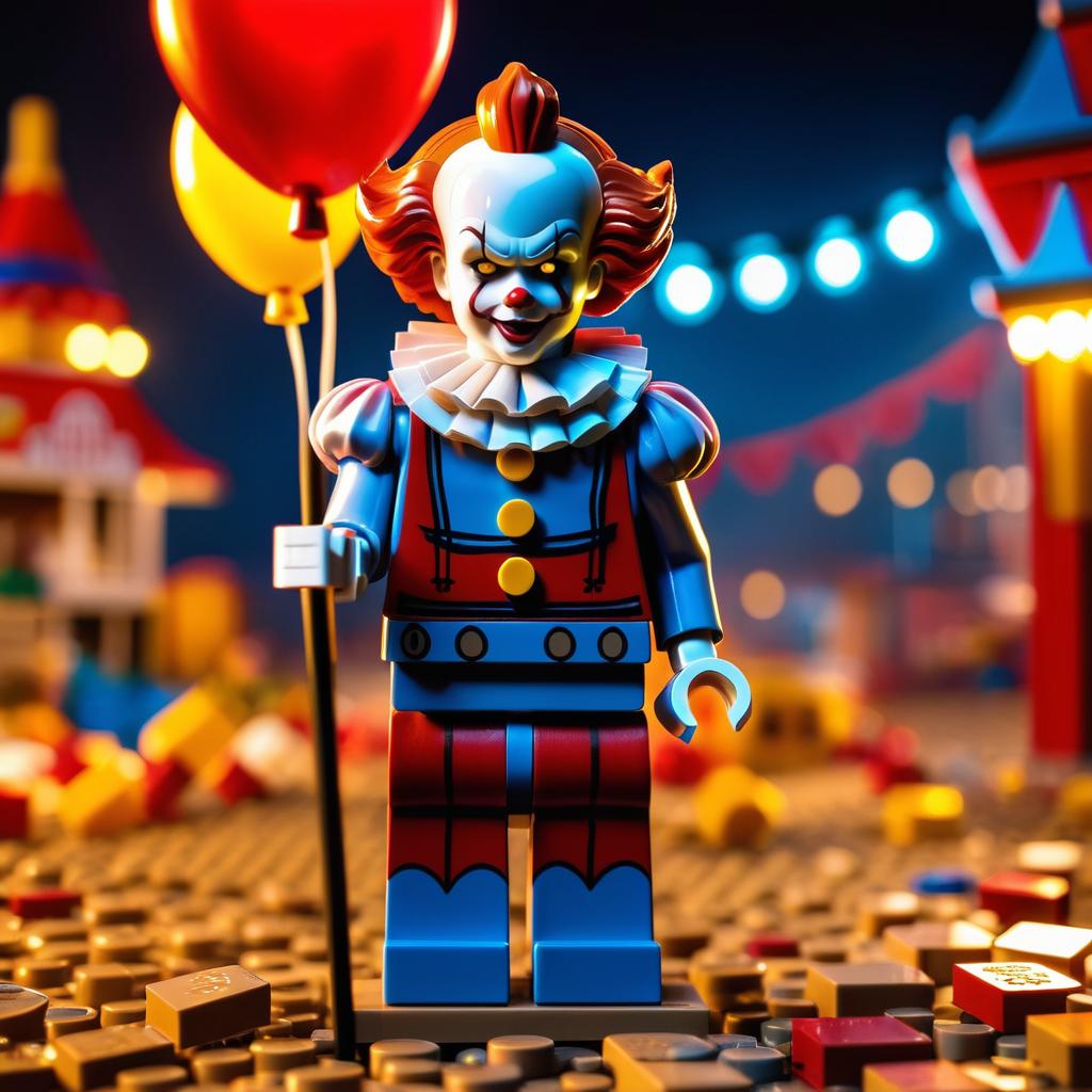 Lego Pennywise Figurine in Abandoned Carnival