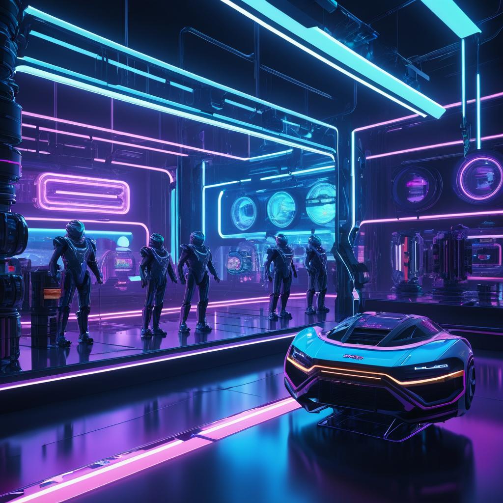 Vibrant Sci-Fi Robots in Neon Lights