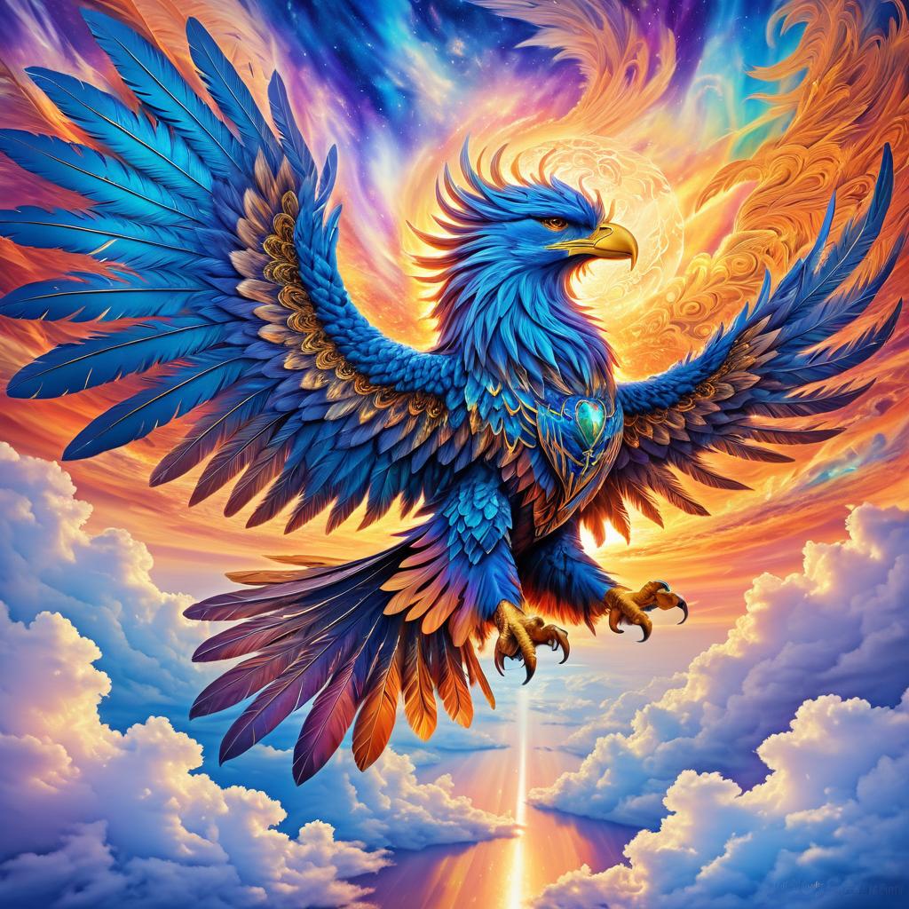 Majestic Griffin Soaring in Celestial Skies