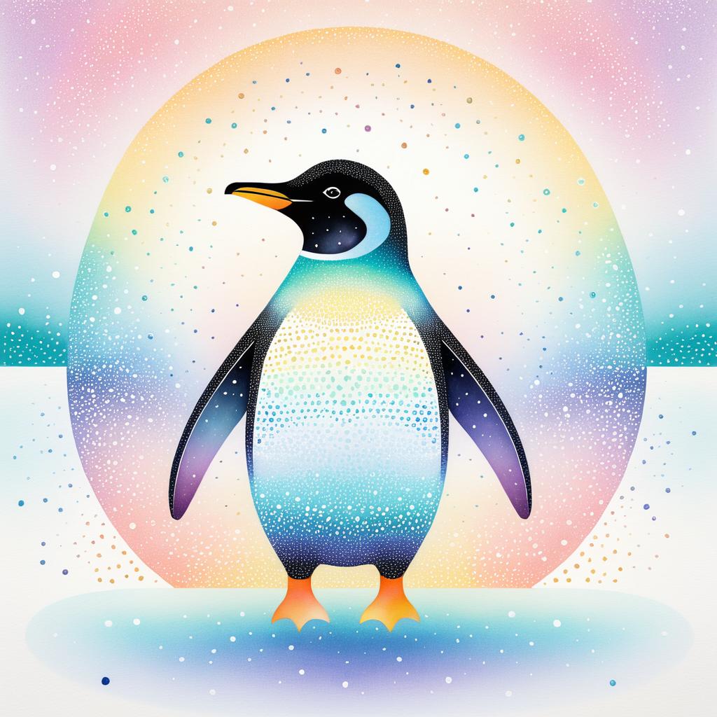 Playful Pastel Penguin Illustration