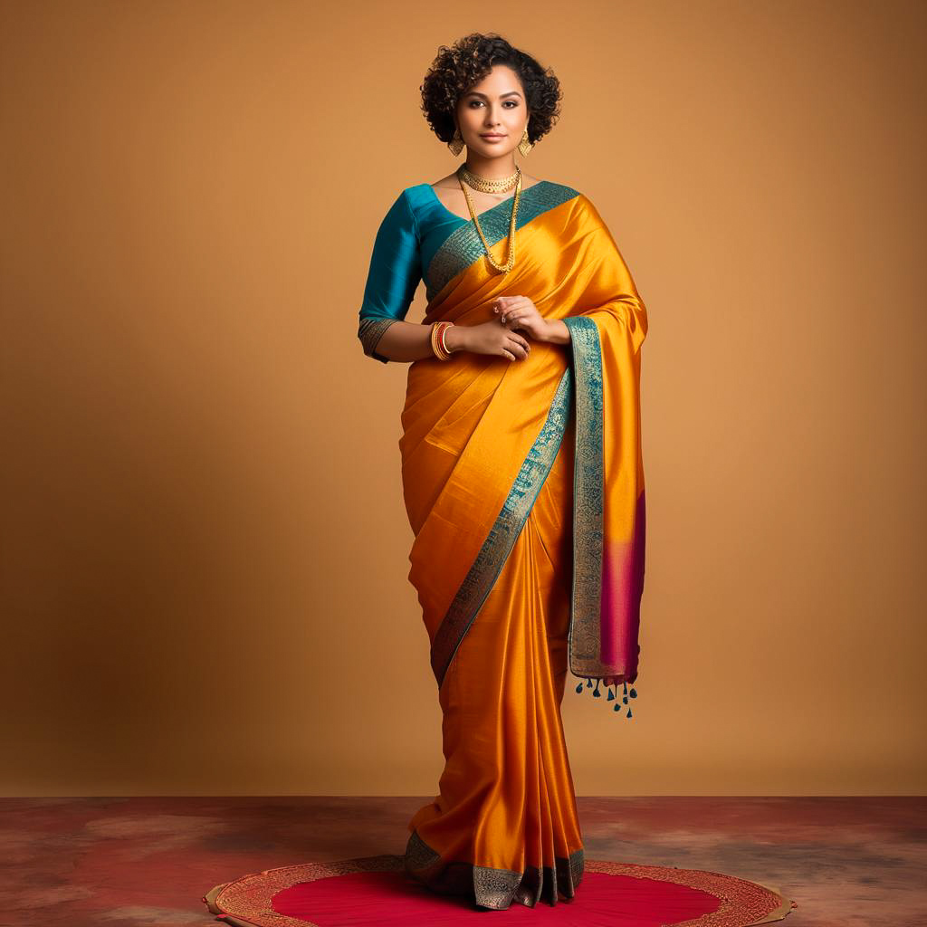 Serene Mother in Vibrant Diwali Saree