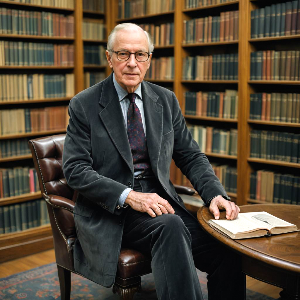 Sophisticated Gentleman in Classic Library Setting