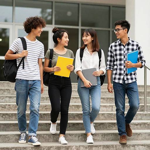 Diverse College Students Walking on Campus