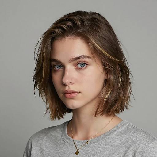 Young Woman with Shoulder-Length Bob Hairstyle