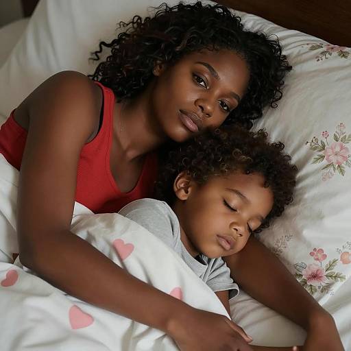 Tender Moment: Woman and Boy Together