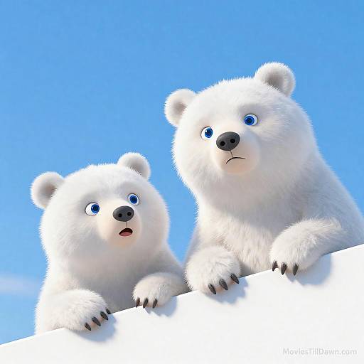 Peeking White Bears on Blue Slope