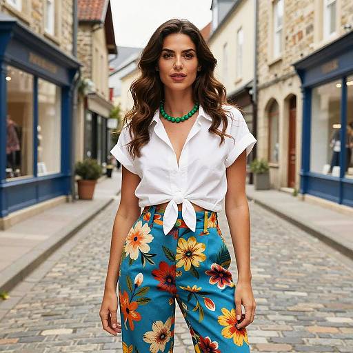 Confident Woman in Quaint Urban Street