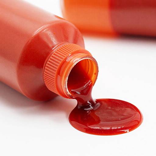 Glossy Red Squeeze Bottle Spill