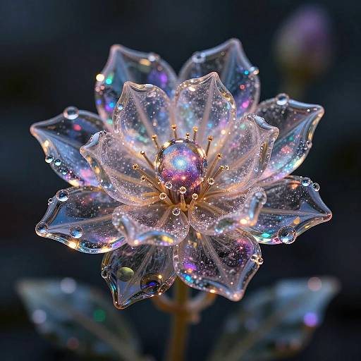 Magical Glass Flower with Dewdrops