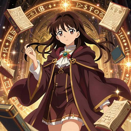 Confident Anime Girl in Magical Academy