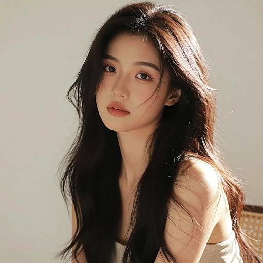 Portrait of Woman with Long Flowing Hair