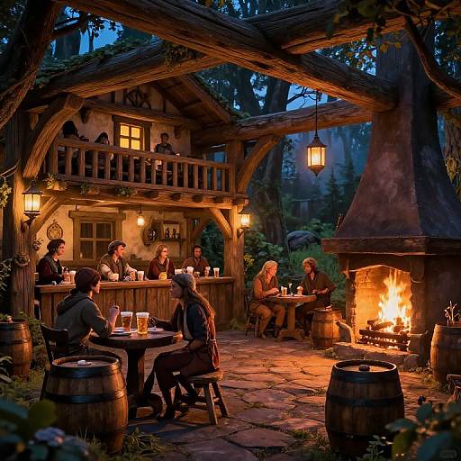 Lively Medieval Fantasy Tavern Scene