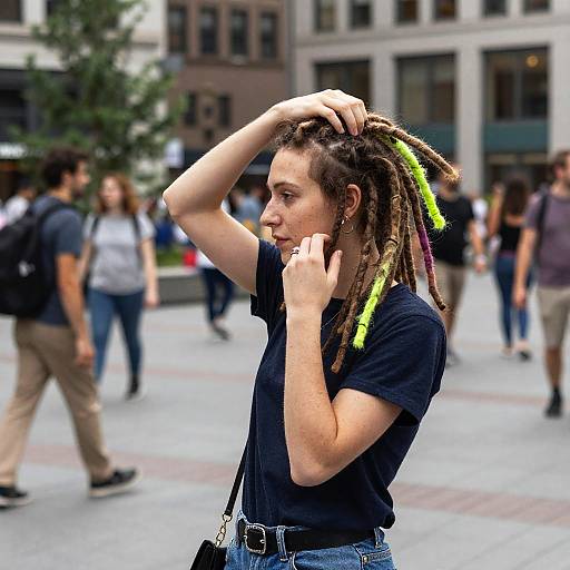 Neon Dreadlocks in City Plaza