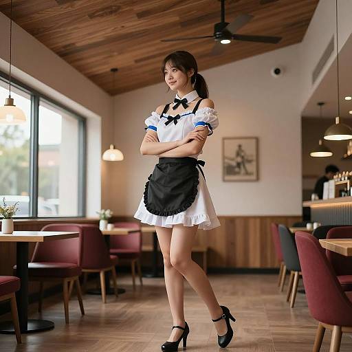 Elegant Waitress in Charming Restaurant Setting