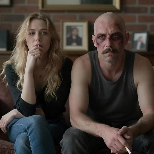 Man with Facial Injuries and Woman Sitting Together