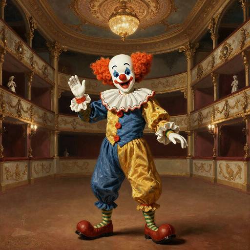 Whimsical Clown in Baroque Theater