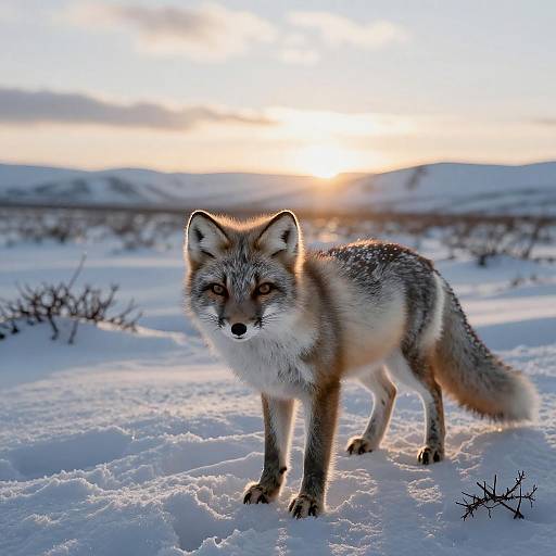 Cinematic Arctic Fox Hunting at Dawn