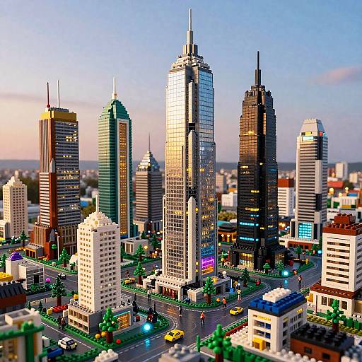 Futuristic LEGO Neon Cityscape