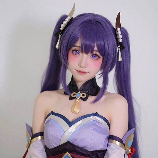 Purple Twintails Maiden in Strapless Dress
