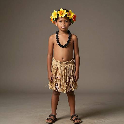 Young Boy in Polynesian Traditional Costume