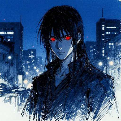 Cinematic Midnight City Ink Sketch