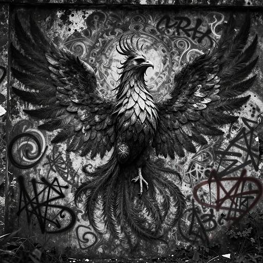 Gothic Phoenix Graffiti Art
