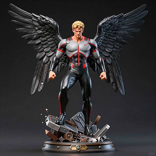 Muscular Winged Statue in Realistic Detail