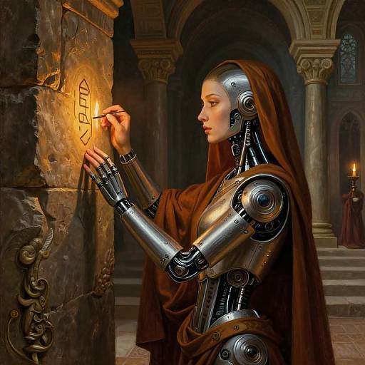 Cyborg Monk in Renaissance Monastery
