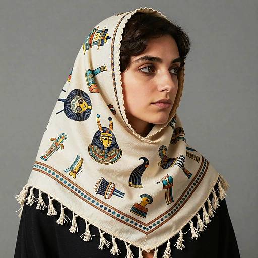 Dorothea Lange Egyptian Tasseled Headscarf