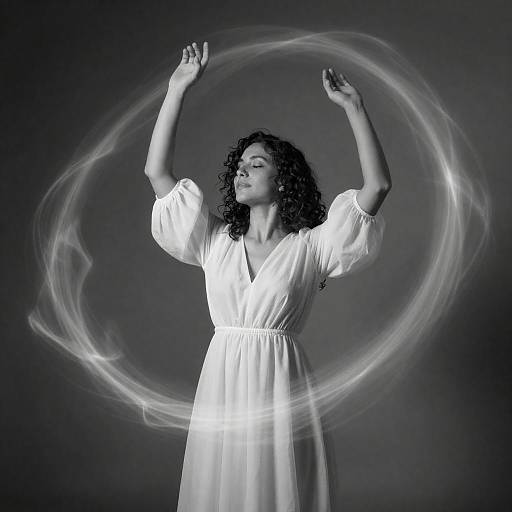 Ethereal Woman in Black-and-White Photo