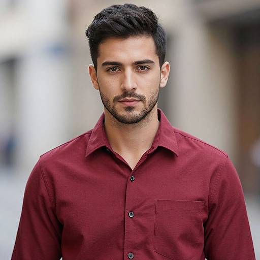 Stylish Man in Red Collared Shirt