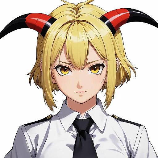 Blonde Anime Girl with Red Horns