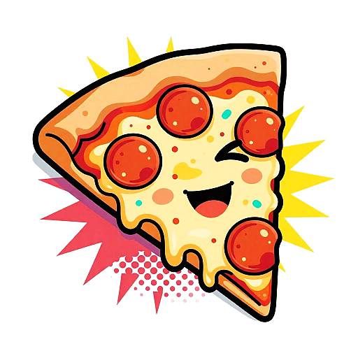 Retro Winking Pepperoni Pizza Slice