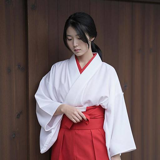 Elegant East Asian Woman in Kimono