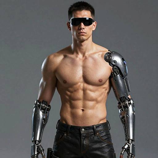 Cyberpunk Muscular Man with Sanpaku Eyes