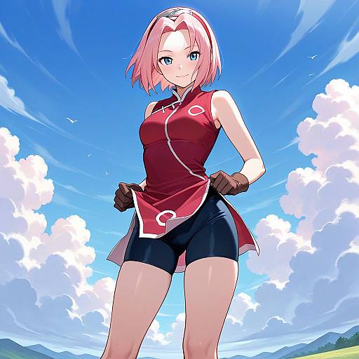 Haruno Sakura Smiling Under Blue Sky