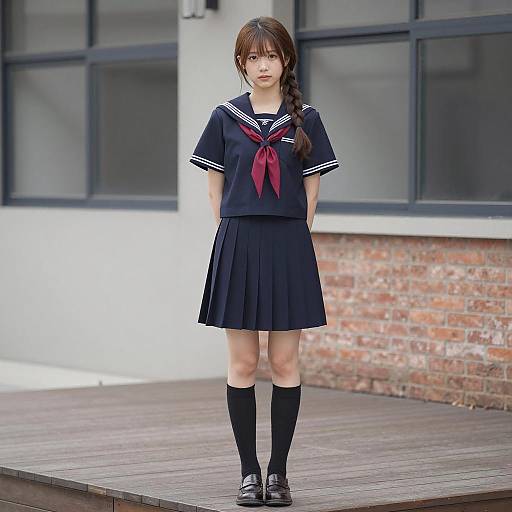 Urban Portrait of a Sailor Uniformed Girl
