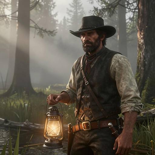 Cinematic Swamp Drifter in Red Dead Style