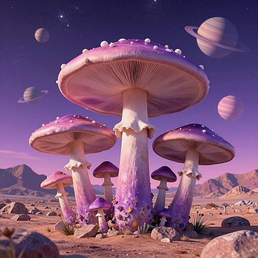 Psychedelic Mushroom Desert Landscape