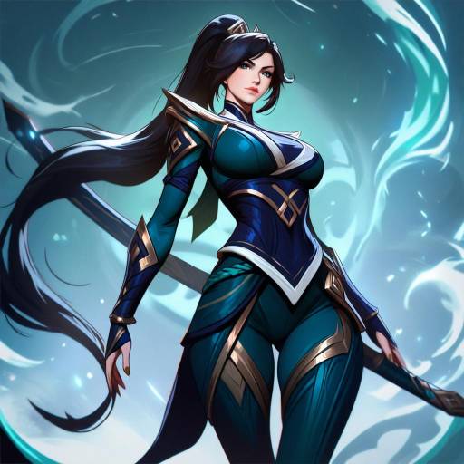 Illustration of Akali (legacy), league of legends in the style of Tarakanovich