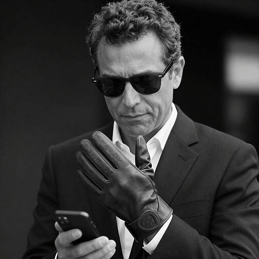 Focused Middle-Aged Man in Black Suit