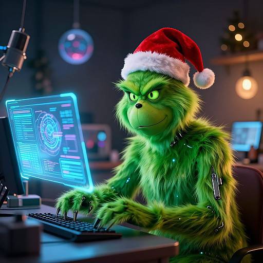 Grinch AI in Cozy North Pole Lab