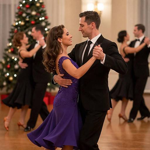 Romantic Ballroom Dance Under Christmas Lights